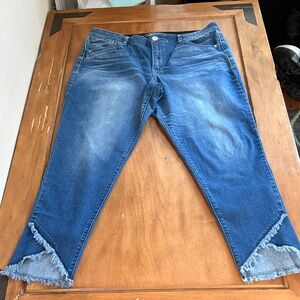 Democracy AbSolution  Blue Ankle Jeans with Frayed Hem Size 14